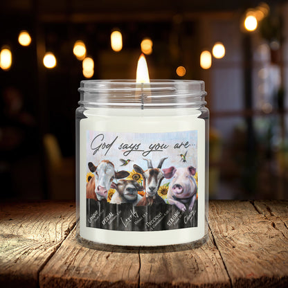 God Says You Are - Cow And Pig - Bible Verse Candles - Natural Candle - Soy Wax Candle 9oz - Ciaocustom