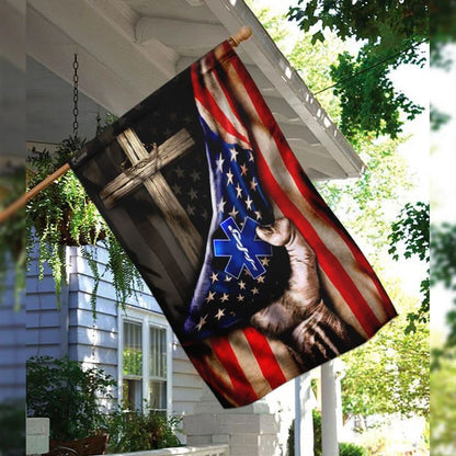 Paramedic Christian Cross American House Flags - Christian Garden Flags - Outdoor Christian Flag