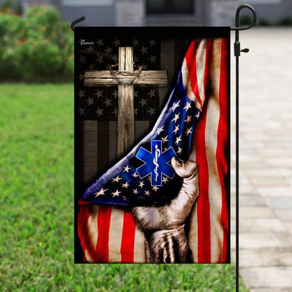Paramedic Christian Cross American House Flags - Christian Garden Flags - Outdoor Christian Flag