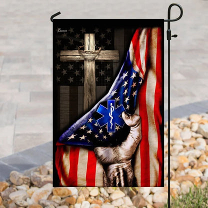 Paramedic Christian Cross American House Flags - Christian Garden Flags - Outdoor Christian Flag