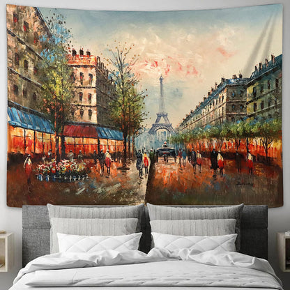 Paris Cityscape Painting Tapestry - Tapestry Wall Decor - Home Decor Living Room