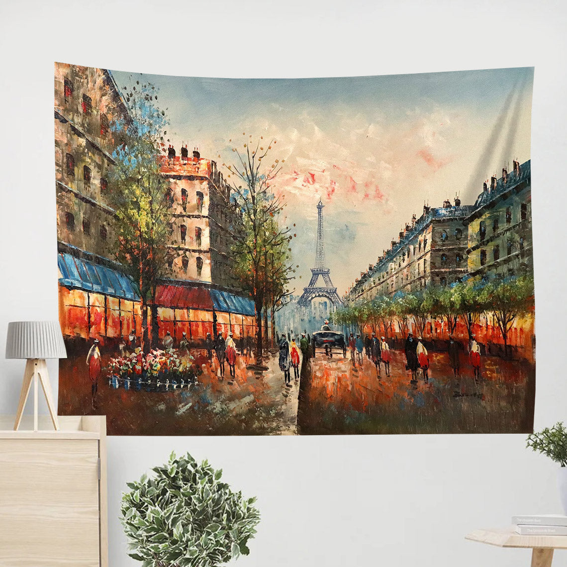 Paris Cityscape Painting Tapestry - Tapestry Wall Decor - Home Decor Living Room