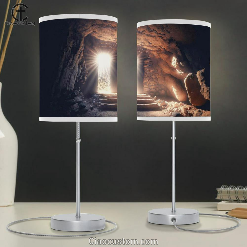 Passage Ancient Sacred Tomb Cave Table Lamp Pictures - Faith Art - Christian Table Lamp For Bedroom Decor