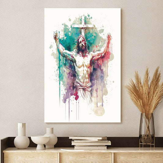 Passion Of The Christ In Watercolor - Canvas Pictures - Jesus Canvas Art - Christian Wall Art