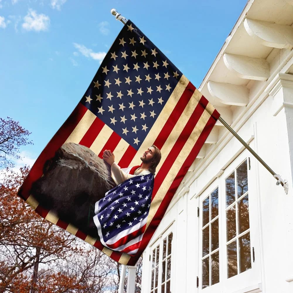 Patriotic Christian American House Flag - Christian Garden Flags - Outdoor Religious Flags