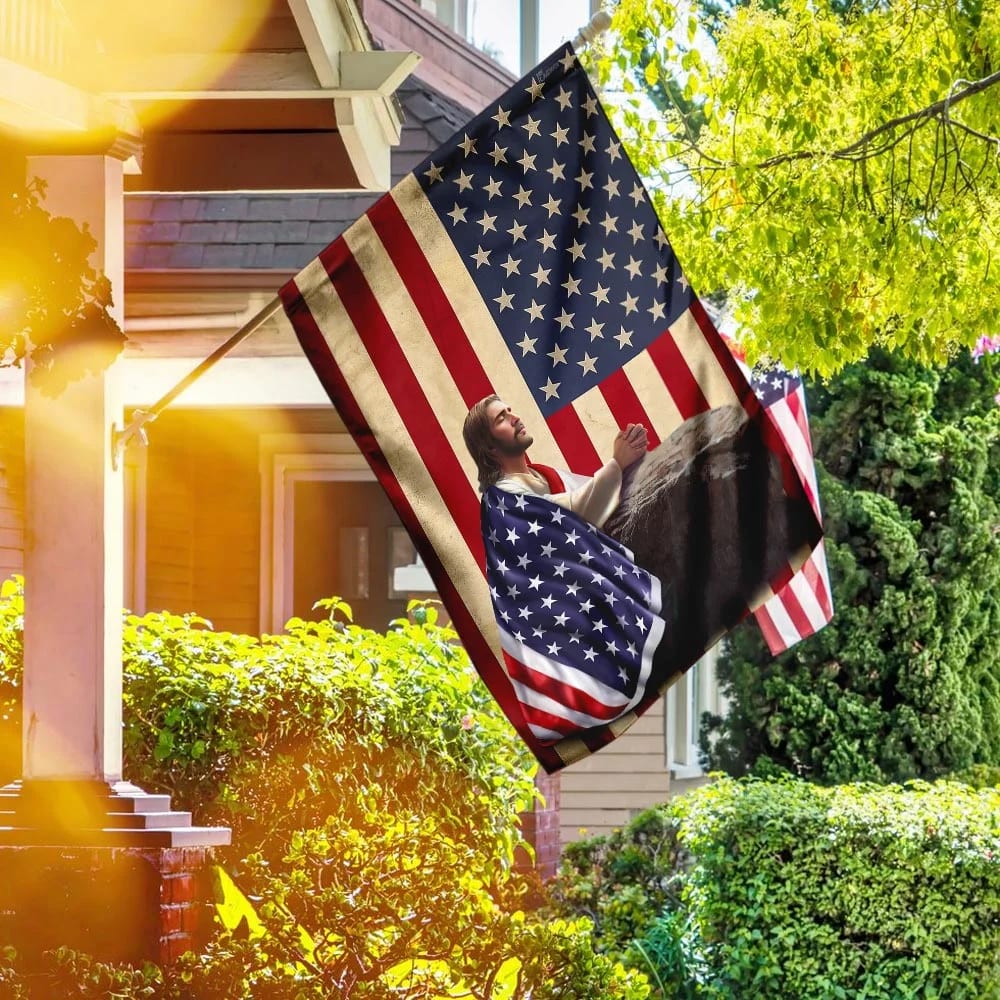 Patriotic Christian American House Flag - Christian Garden Flags - Outdoor Religious Flags