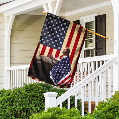 Patriotic Christian American House Flag - Christian Garden Flags - Outdoor Religious Flags