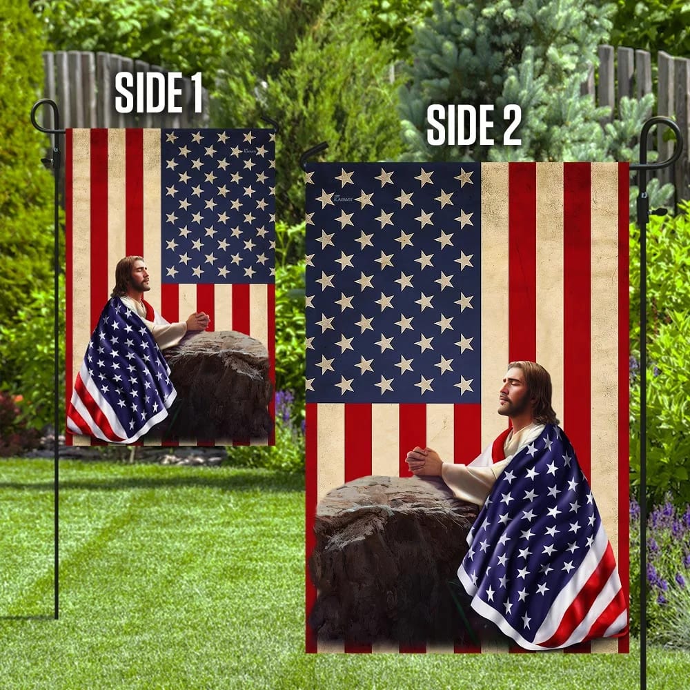 Patriotic Christian American House Flag - Christian Garden Flags - Outdoor Religious Flags