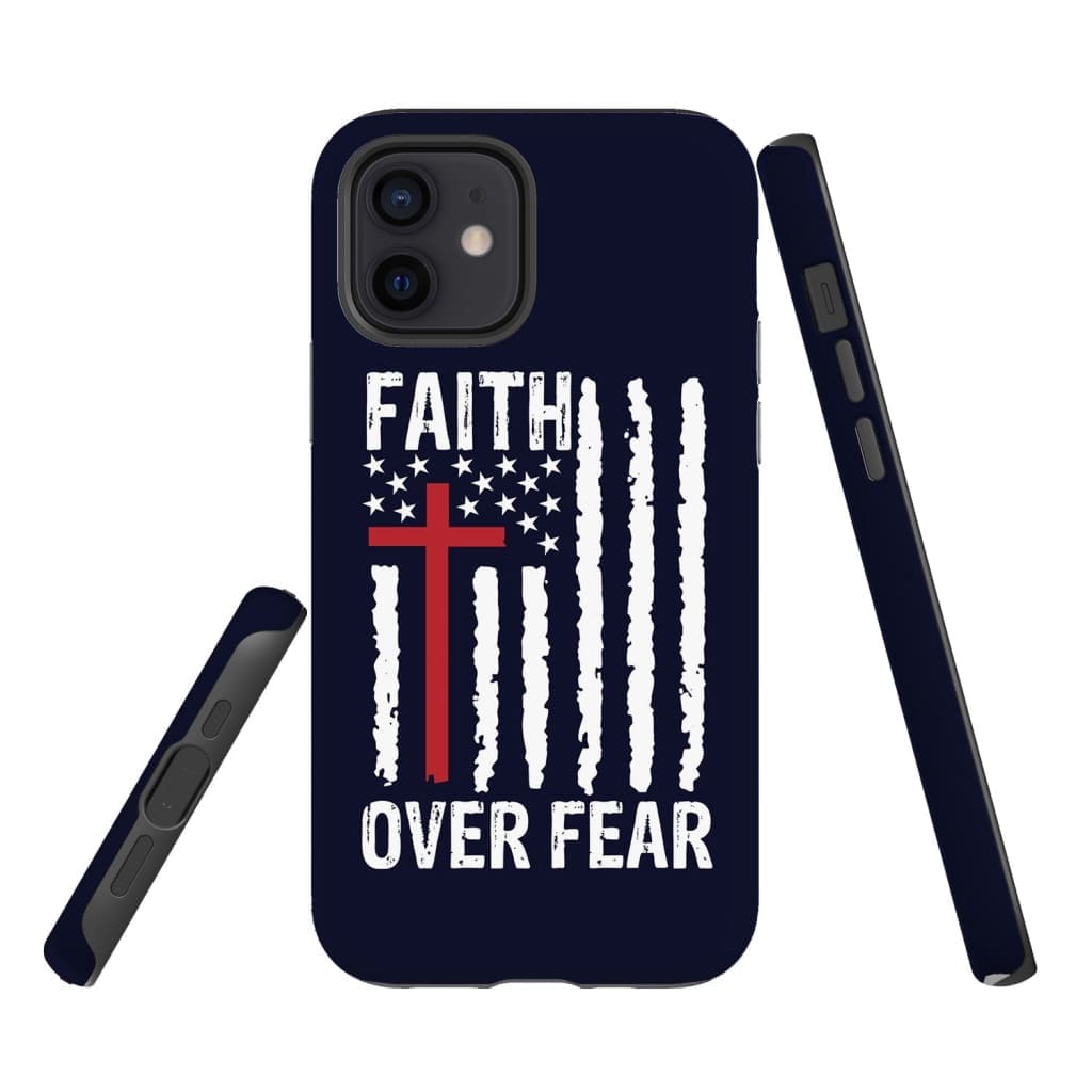 Patriotic Christian Phone Cases Faith Over Fear American Flag Phone Case - Inspirational Bible Scripture iPhone Cases