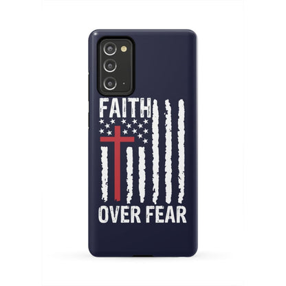 Patriotic Christian Phone Cases Faith Over Fear American Flag Phone Case - Inspirational Bible Scripture iPhone Cases