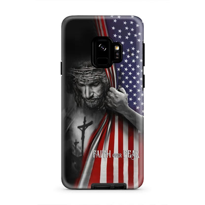 Patriotic Christian Phone Cases Faith Over Fear Jesus Christ American Flag Phone Case - Scripture Phone Cases - Iphone Cases Christian