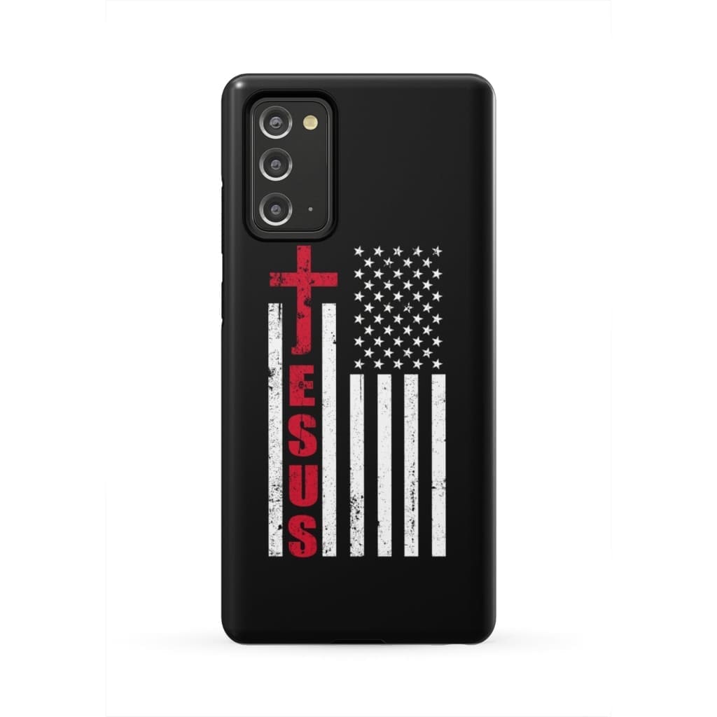 Patriotic Phone Cases Jesus Word Cross With American Flag Christian Phone Case - Inspirational Bible Scripture iPhone Cases