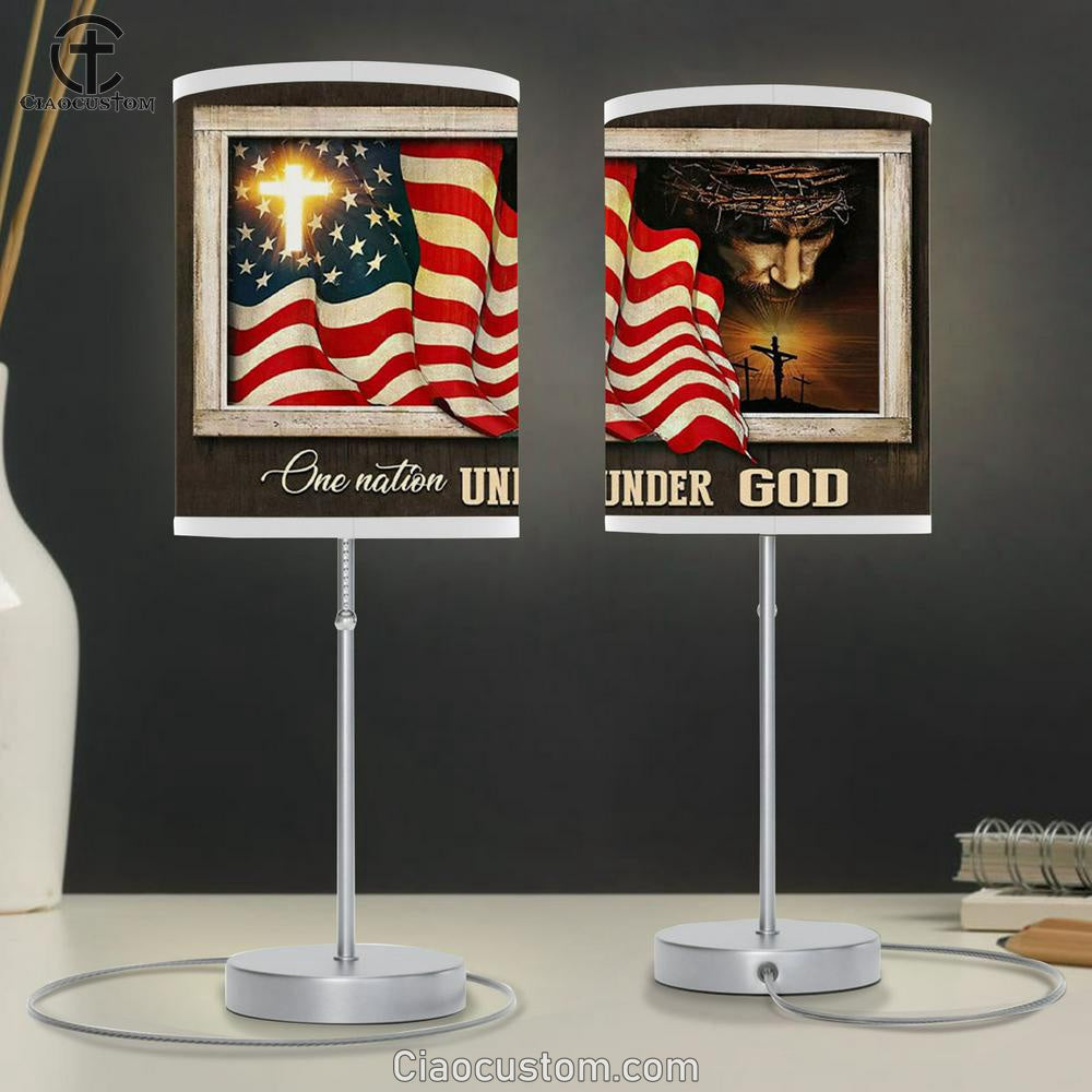 Patriotism Christian - One Nation Under God Table Lamp For Bedroom - Christian Room Decor
