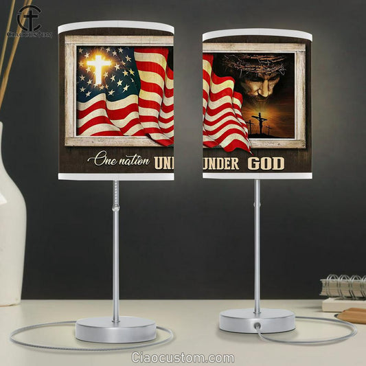 Patriotism Christian - One Nation Under God Table Lamp For Bedroom - Christian Room Decor