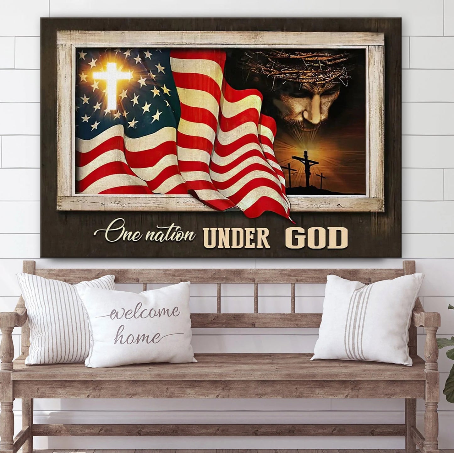 Patriotism Christian One Nation Under God Wall Art Canvas - Religious Canvas Painting