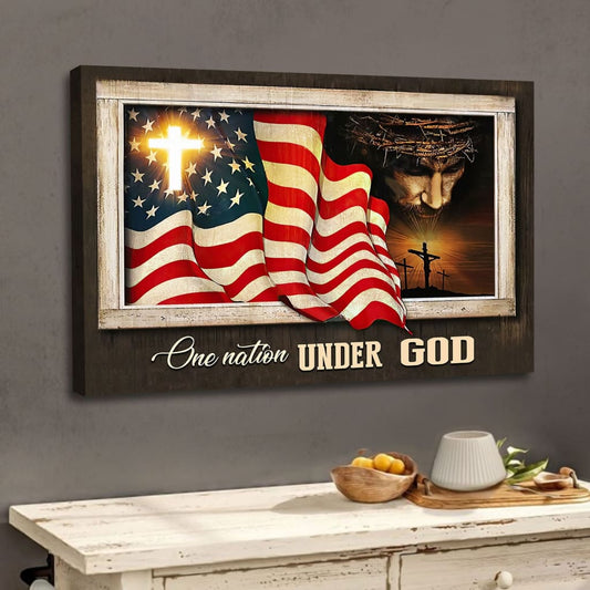 Patriotism Christian, One Nation Under God Wall Art Canvas - Religious Wall Decor