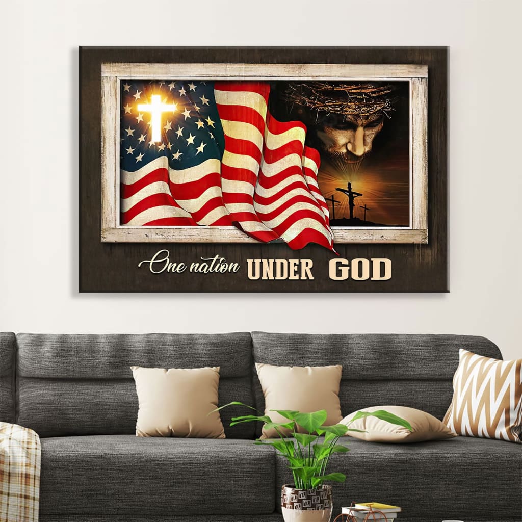 Patriotism Christian, One Nation Under God Wall Art Canvas - Religious Wall Decor