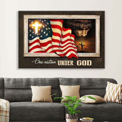 Patriotism Christian, One Nation Under God Wall Art Canvas - Religious Wall Decor