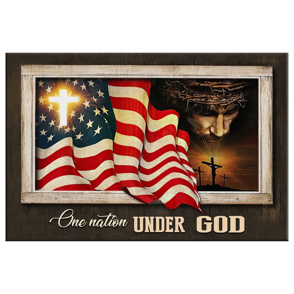 Patriotism Christian, One Nation Under God Wall Art Canvas - Religious Wall Decor