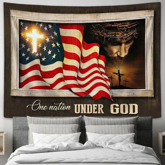 Patriotism Christian One Nation Under God Wall Art Tapestry - Religious Tapestry - Christian Wall Tapestry