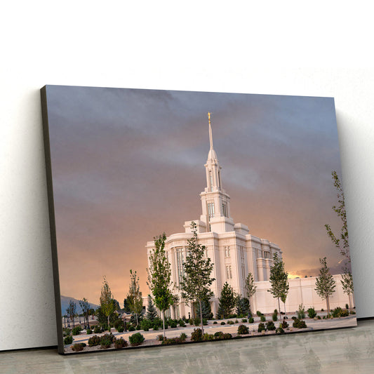 Payson Temple Eventide Canvas Wall Art - Jesus Christ Picture - Canvas Christian Wall Art