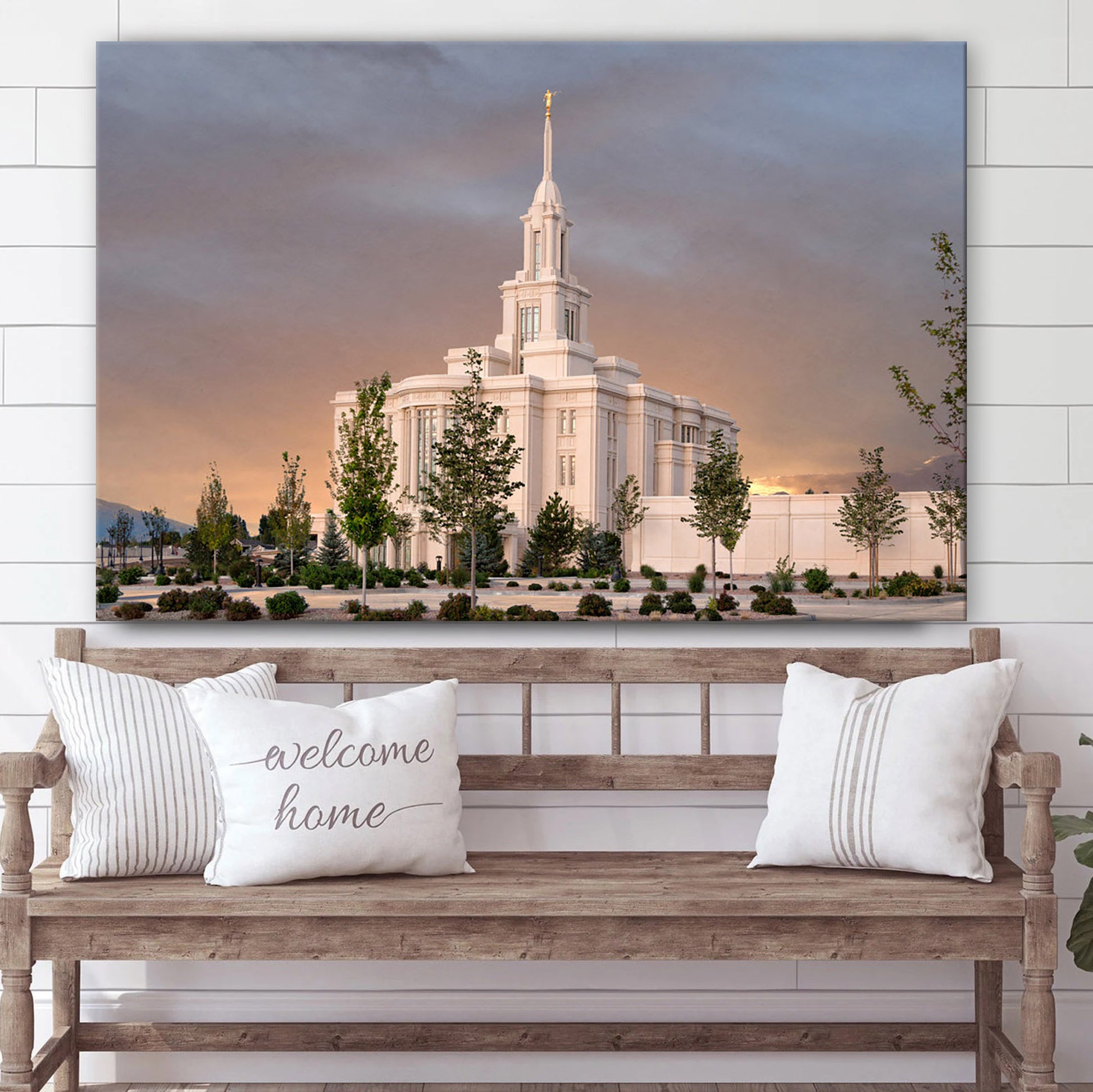 Payson Temple Eventide Canvas Wall Art - Jesus Christ Picture - Canvas Christian Wall Art
