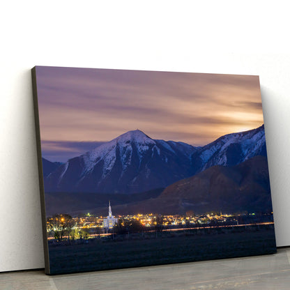 Payson Temple Mountain View Canvas Wall Art - Jesus Christ Picture - Canvas Christian Wall Art