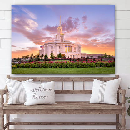 Payson Utah Temple Lasting Luster Canvas Wall Art - Jesus Christ Picture - Canvas Christian Wall Art