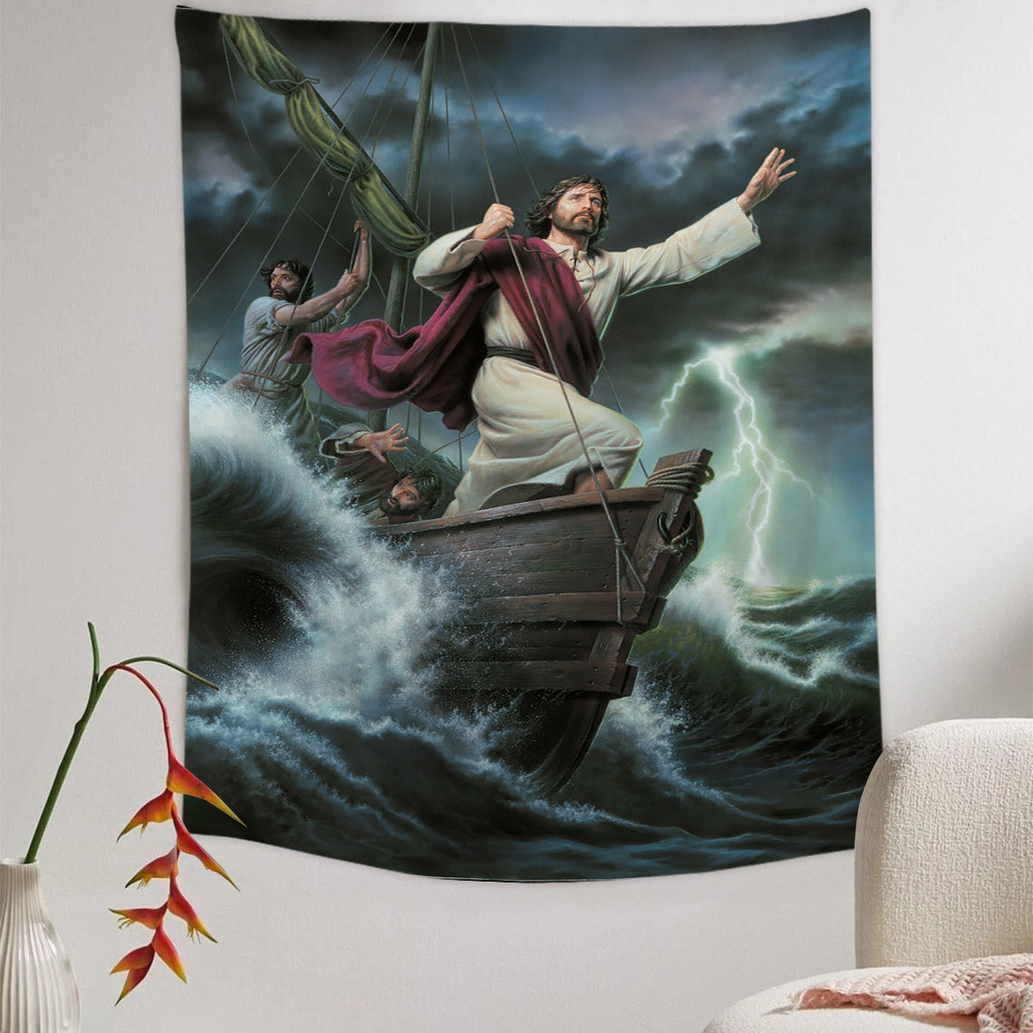 Peace Be Still Tapestry - Jesus Picture - Religious Tapestry - Christian Tapestry Wall Hangings