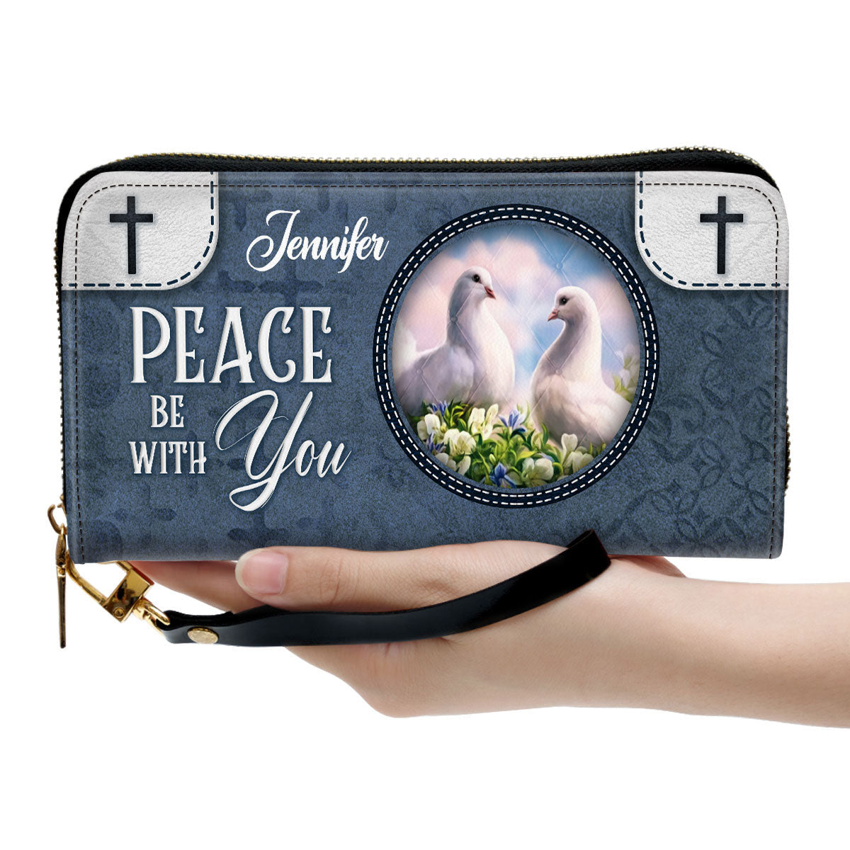 Peace Be With You Awesome Clutch Purse For Women - Personalized Name - Christian Gifts For Women