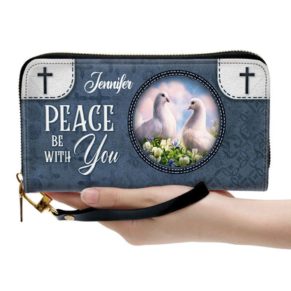 Peace Be With You Awesome Clutch Purse For Women - Personalized Name - Christian Gifts For Women
