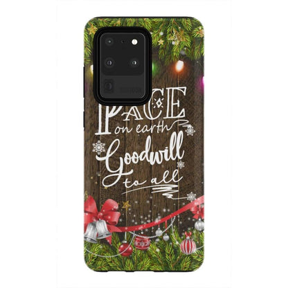 Peace On Earth Goodwill To All Christmas Phone Case - Inspirational Bible Scripture iPhone Cases