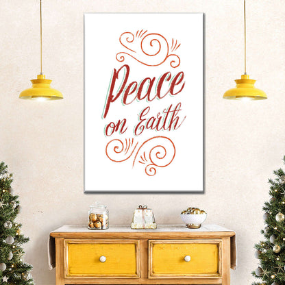 Peace On Earth Script Wall Art Canvas - Canvas Religious Wall Art - Christian Wall Decor Living Room