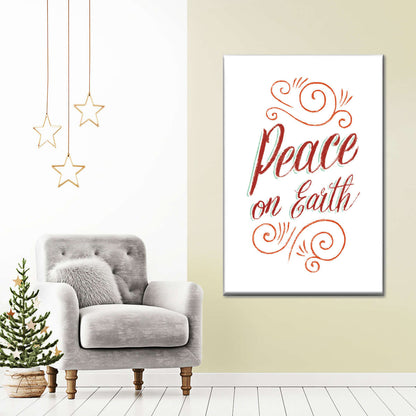Peace On Earth Script Wall Art Canvas - Canvas Religious Wall Art - Christian Wall Decor Living Room