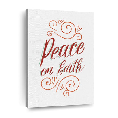 Peace On Earth Script Wall Art Canvas - Canvas Religious Wall Art - Christian Wall Decor Living Room
