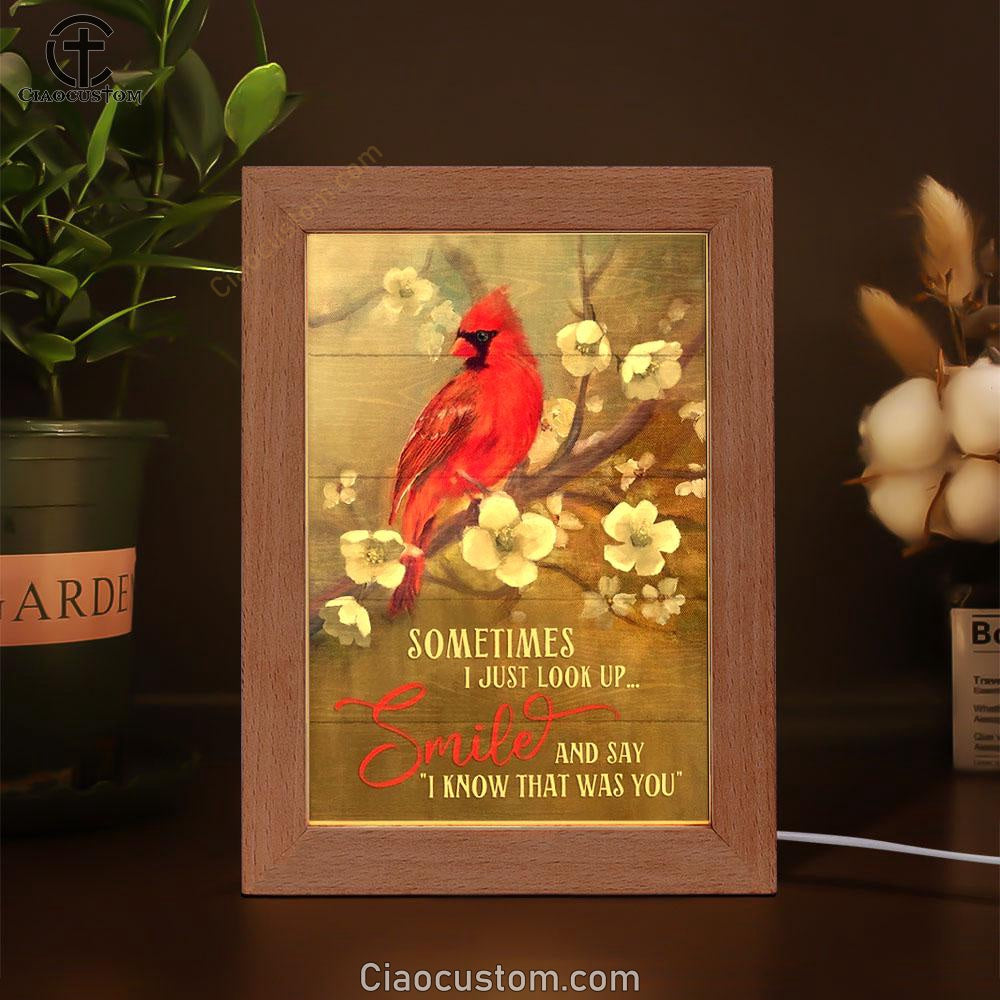 Peach Blossom Drawing, Red Cardinal, Sometimes I Just Look Up Frame Lamp