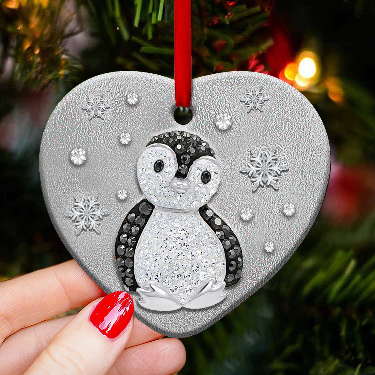 Penguin Advice Heart Ceramic Ornament - Christmas Ornament - Christmas Gift