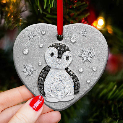 Penguin Advice Heart Ceramic Ornament - Christmas Ornament - Christmas Gift