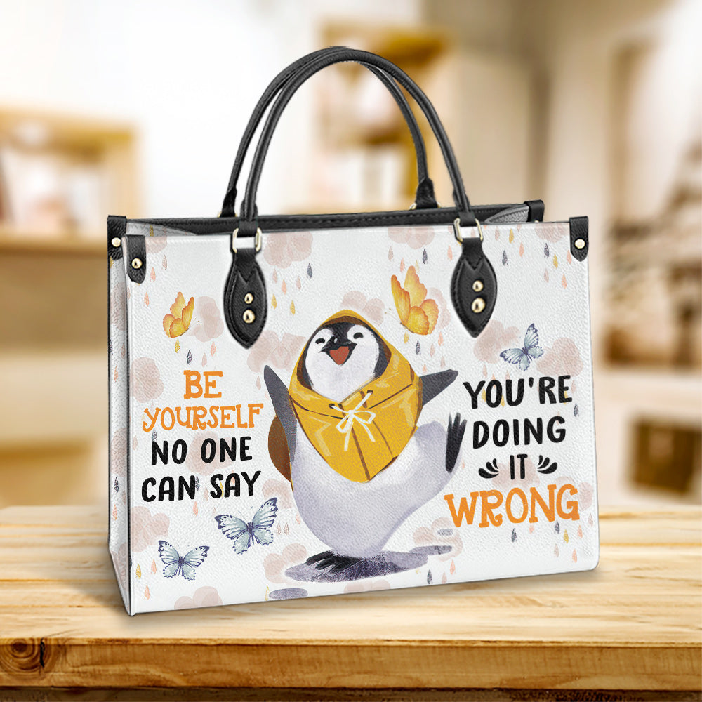 Penguin Be Yourself Leather Bag - Best Gifts For Penguin Lovers - Women's Pu Leather Bag