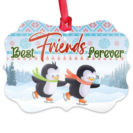 Penguin Bestie Best Friend Forever Metal Ornament - Christmas Ornament - Christmas Gift