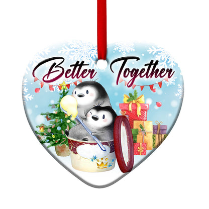 Penguin Bestie Better Together Heart Ceramic Ornament - Christmas Ornament - Christmas Gift