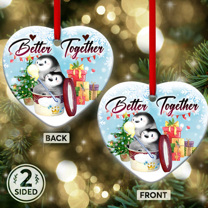 Penguin Bestie Better Together Heart Ceramic Ornament - Christmas Ornament - Christmas Gift