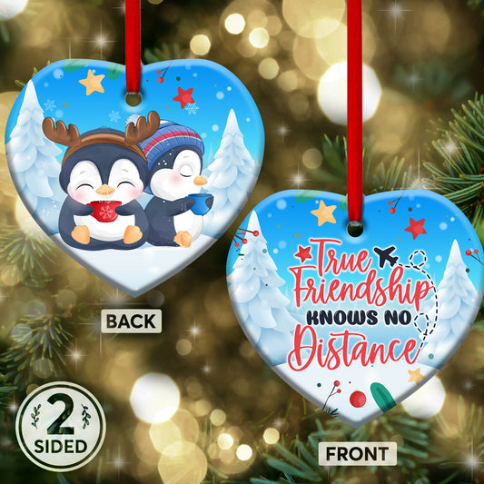 Penguin Bestie True Friendship Heart Ceramic Ornament - Christmas Ornament - Christmas Gift