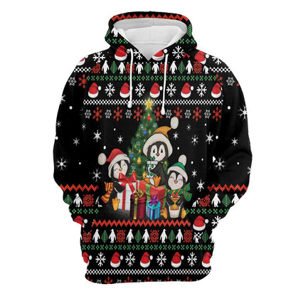Penguin Christmas Tree All Over Print 3D Hoodie For Men And Women, Best Gift For Dog lovers, Best Outfit Christmas