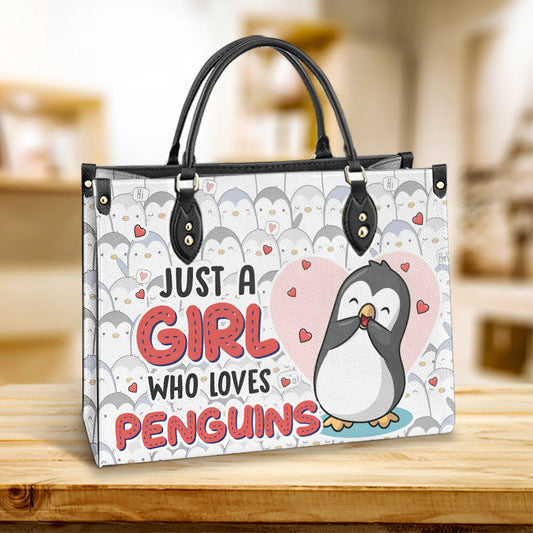 Penguin Just A Girl Who Loves Penguins Leather Bag - Best Gifts For Penguin Lovers - Women's Pu Leather Bag