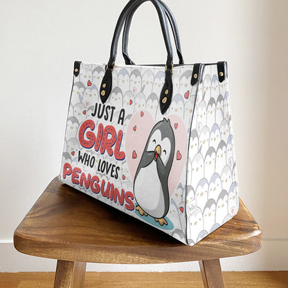 Penguin Just A Girl Who Loves Penguins Leather Bag - Best Gifts For Penguin Lovers - Women's Pu Leather Bag