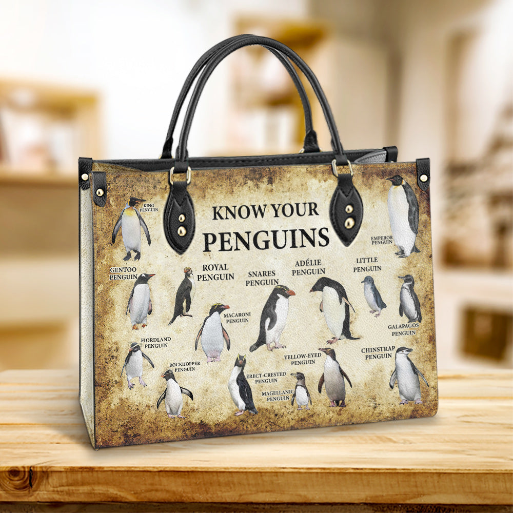 Penguin Lover Know Your Penguins Leather Bag - Best Gifts For Penguin Lovers - Women's Pu Leather Bag