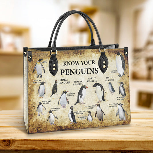 Penguin Lover Know Your Penguins Leather Bag - Best Gifts For Penguin Lovers - Women's Pu Leather Bag