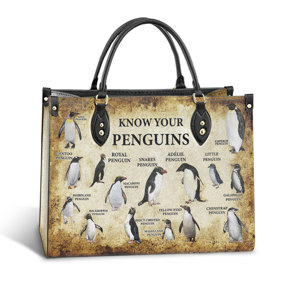 Penguin Lover Know Your Penguins Leather Bag - Best Gifts For Penguin Lovers - Women's Pu Leather Bag