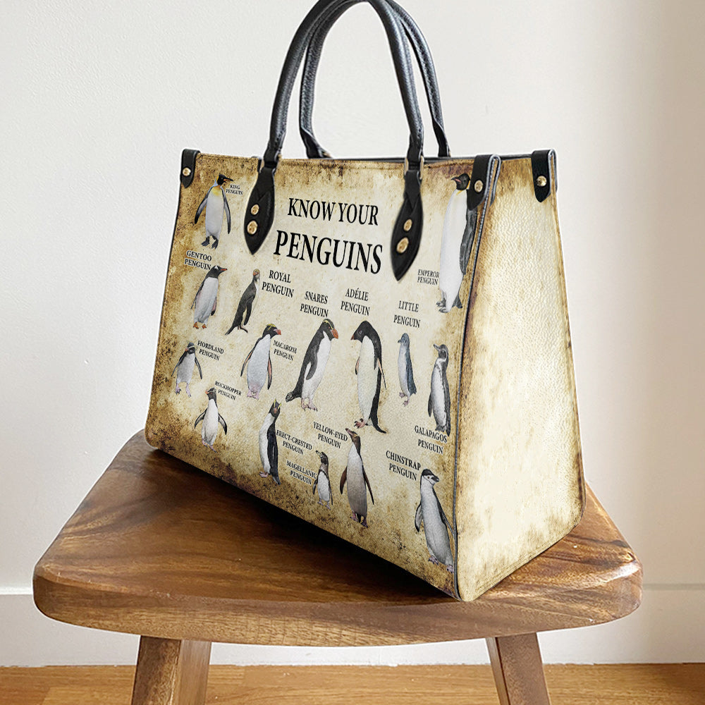 Penguin Lover Know Your Penguins Leather Bag - Best Gifts For Penguin Lovers - Women's Pu Leather Bag